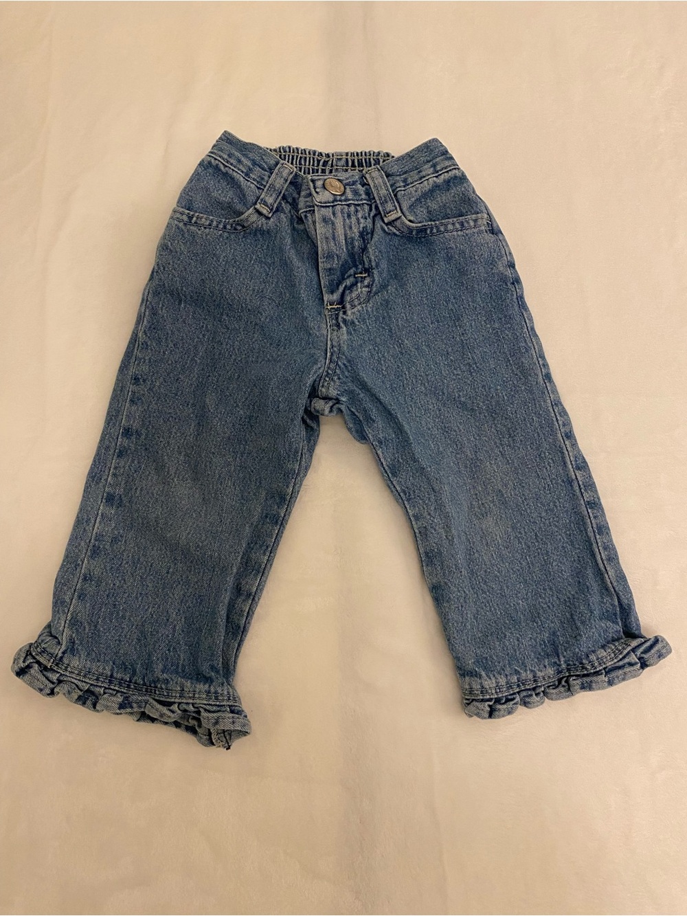 Riders Kids Infant/Baby Girl Blue Denim Ruffle-Hem Jeans  Size 18 MO